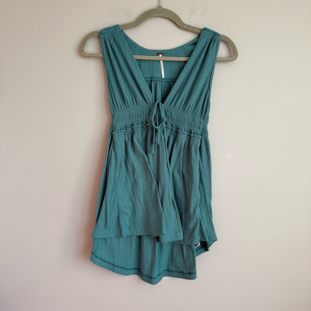 Free People Ocean Blue Plunge Tank Top
